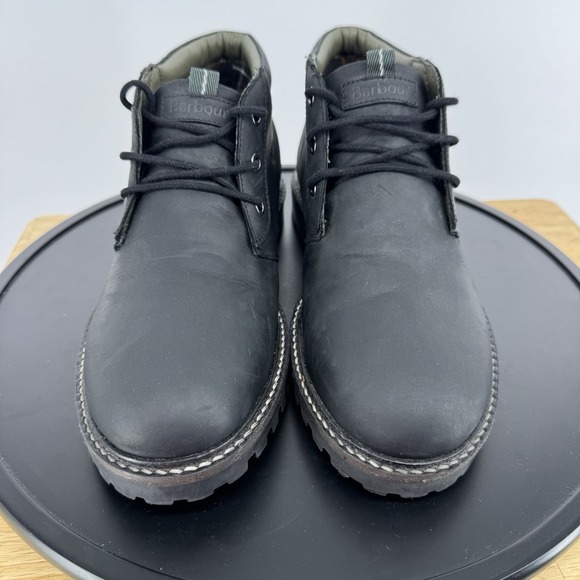 Barbour Boulder Chukka  Black  Leather Boots Size UK 7 EUR‎  41 -US 8 Tried On - Picture 2 of 10